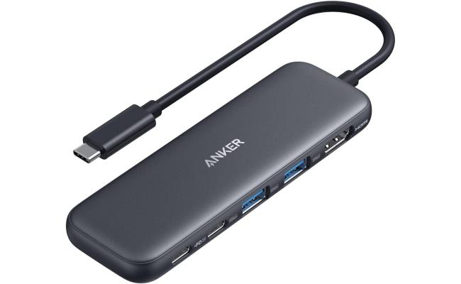 Anker USB C Hub, 5-in-1 USBC to HDMI Splitter with 4K Display, 1 x Powered USB-C 5Gbps & 2×Powered USB-A 3.0 5Gbps Data Ports for MacBook Pro, MacBook Air, Dell and More - Black